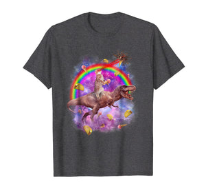 Funny shirts V-neck Tank top Hoodie sweatshirt usa uk au ca gifts for Space Cat Riding T-rex Dinosaur Eating Ice Cream T-shirt 1970093