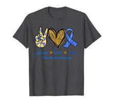 Load image into Gallery viewer, Peace Love Cure Blue Ribbon Colon Cancer Awareness TShirt789412

