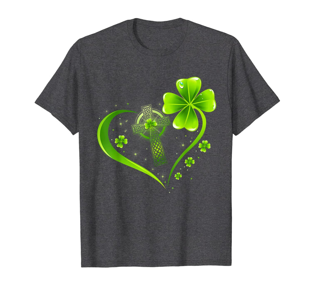 Green Celtic Cross Heart Shamrock St Patrick's Day Gifts T-Shirt-563685