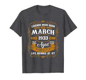 Legends Were Born In March 1933 87th Birthday Gifts TShirt624410