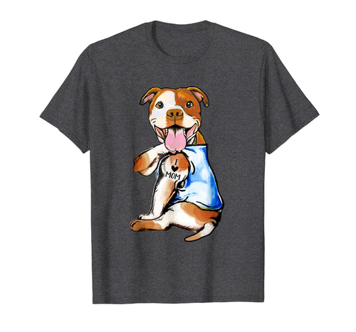 Mother's Day Gifts Pit Bull Dog Tattoo I Love Mom T-Shirt-509518