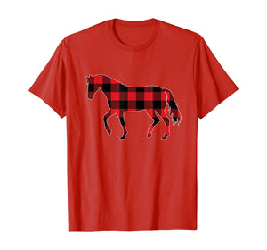 Red Plaid Horse Christmas Pajamas Tee Pig Christmas Gift T-Shirt