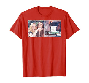 Funny shirts V-neck Tank top Hoodie sweatshirt usa uk au ca gifts for Woman yelling at table dinner cat meme dank meme T-Shirt 118848
