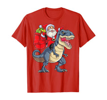 Load image into Gallery viewer, Funny shirts V-neck Tank top Hoodie sweatshirt usa uk au ca gifts for Santa Riding Dinosaur T rex Christmas Gifts Boys Men Xmas T-Shirt 60152
