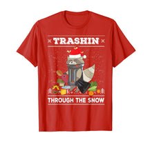 Load image into Gallery viewer, Trashin Through The Snow Raccoon Santa Claus Trash Panda T-Shirt
