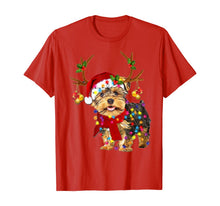 Load image into Gallery viewer, Funny shirts V-neck Tank top Hoodie sweatshirt usa uk au ca gifts for Santa yorkie terrier dog gorgeous reindeer Light Christmas T-Shirt 246724
