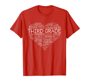 Funny shirts V-neck Tank top Hoodie sweatshirt usa uk au ca gifts for Third Grade Word Heart T-Shirt 3rd Grade Student & Teacher 241038