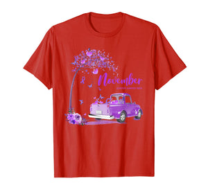 Truck Purple Ribbon November Alzheimer's Awareness Month T-Shirt