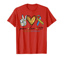 Load image into Gallery viewer, Peace Love T21 Down Syndrome Awareness Blue Yellow Ribbon TShirt867163
