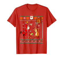 Load image into Gallery viewer, Basketball Christmas Ugly Sweater Dunking Santa and Reindeer T-Shirt-2347380
