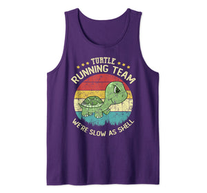 Turtle Running Team We're Slow As Shell Funny Turtle Pun  Tank Top