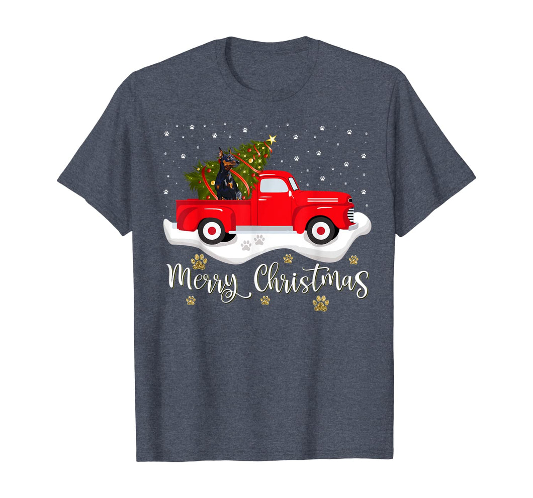Funny shirts V-neck Tank top Hoodie sweatshirt usa uk au ca gifts for Red Truck Merry Christmas Tree Doberman Christmas T-Shirt 1324213
