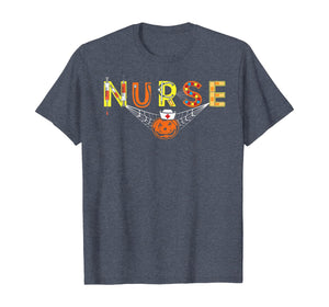 Nurse Halloween Shirt Gift With Pumpkin Boo Spider Witch Hat T-Shirt