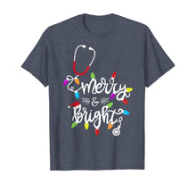 Load image into Gallery viewer, Nurse Stethoscope Merry and Bright Christmas Lights Gift T-Shirt
