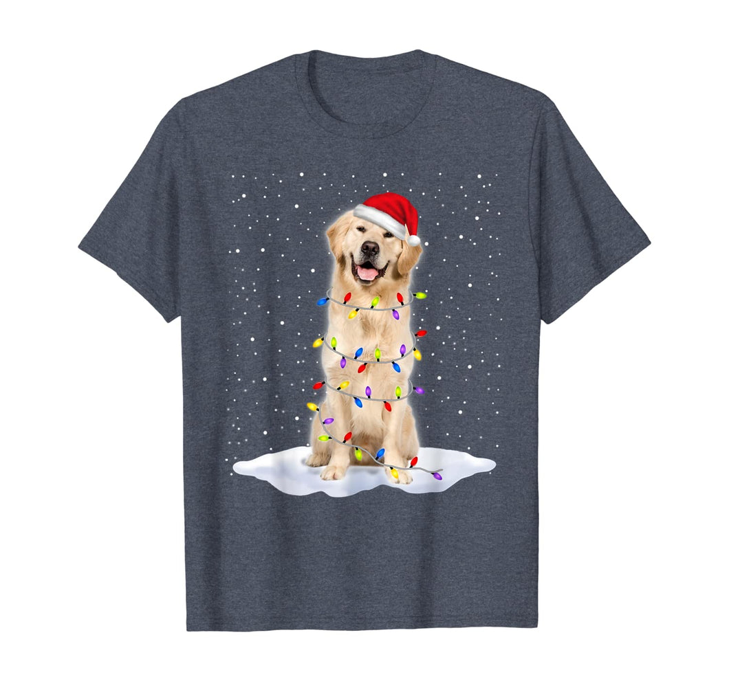 Funny shirts V-neck Tank top Hoodie sweatshirt usa uk au ca gifts for Golden retriever Santa Christmas Tree Lights Xmas Gifts T-Shirt 740329