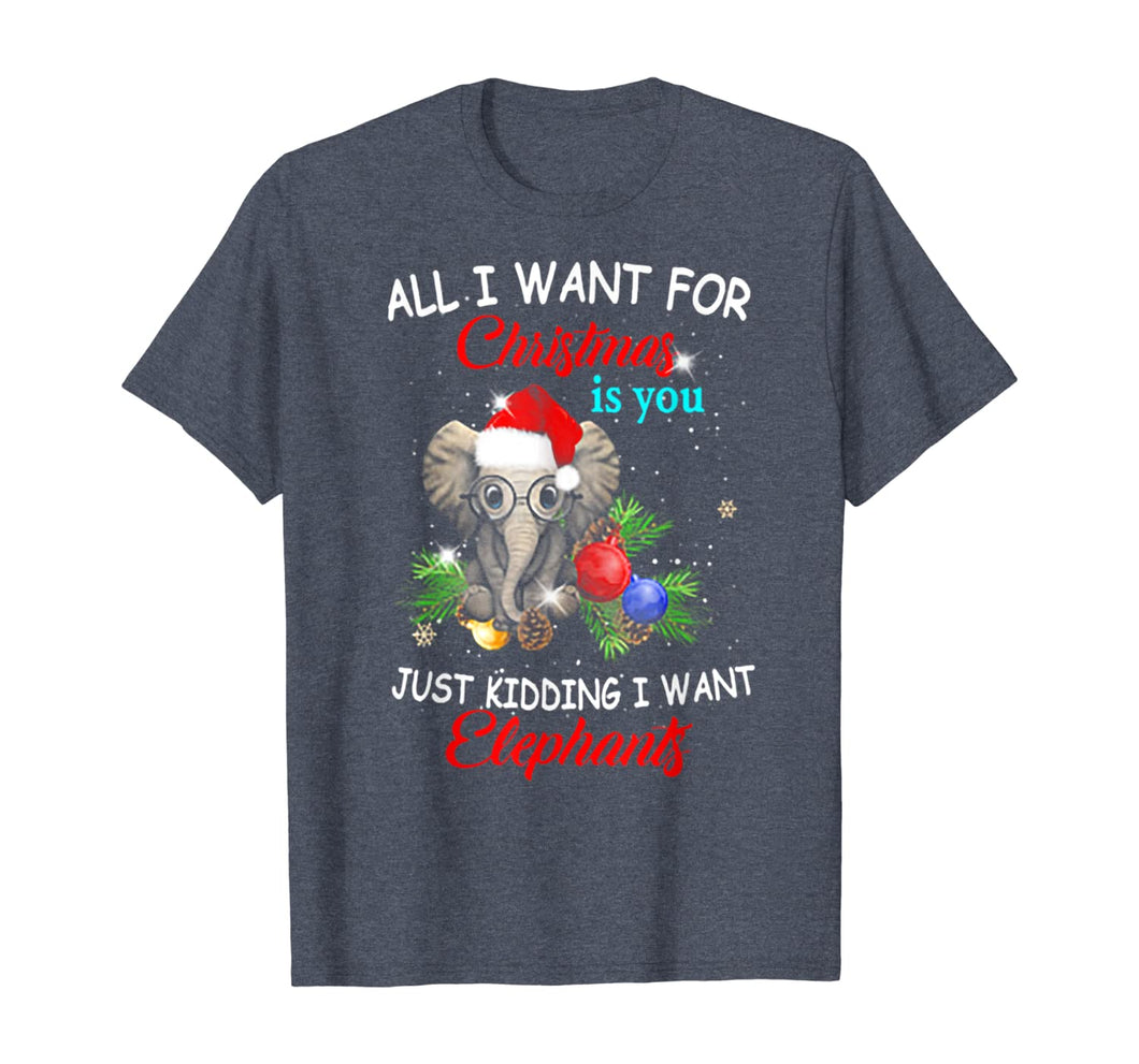 Funny shirts V-neck Tank top Hoodie sweatshirt usa uk au ca gifts for All I Want For Christmas is You Just Kidding I Want Elephant T-Shirt 685610