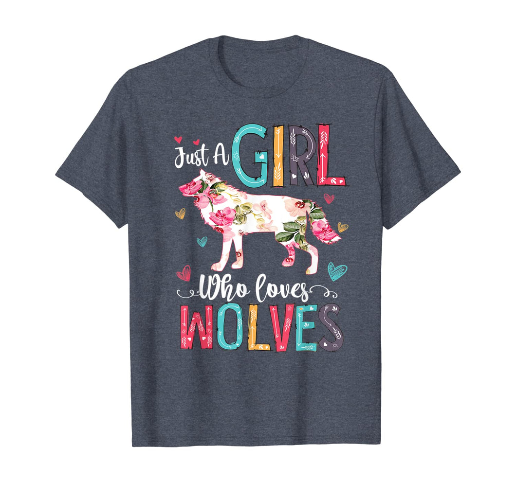 Wolf Gift Girls Just A Girl Who Loves Wolves Funny Wolf T-Shirt-128752