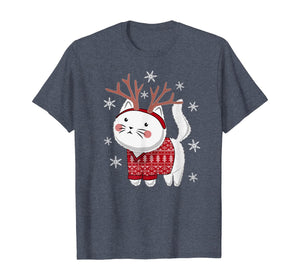 Ugly Christmas Sweater Cat Deer T-Shirt