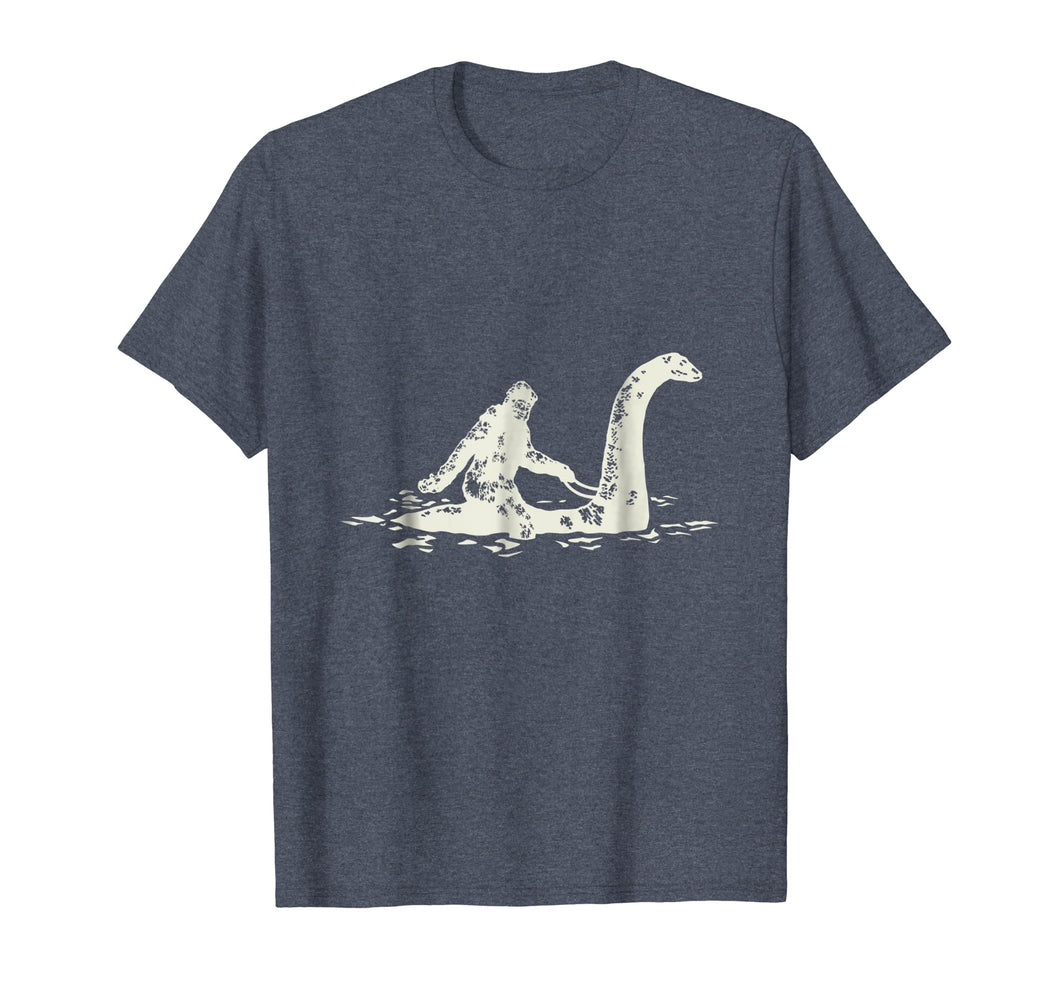 Bigfoot Sasquatch Riding The Loch Ness Monster Funny T-Shirt