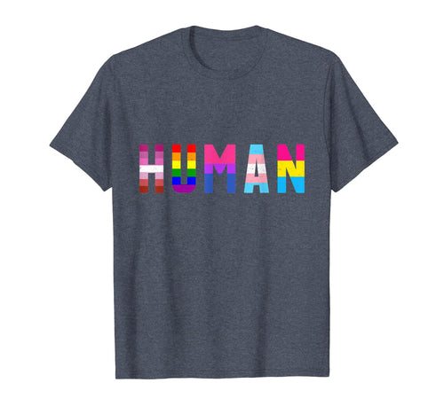 HUMAN Flag LGBT Gay Pride Month Transgender T Shirt Support 32516