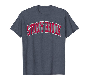 Stony Brook NY T Shirt - Varsity Style Dark Red Text