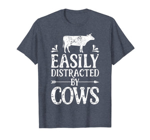 Funny shirts V-neck Tank top Hoodie sweatshirt usa uk au ca gifts for Easily Distracted By Cows T Shirt Cow Men Women Gifts Farmer 491137