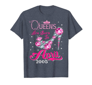 Funny shirts V-neck Tank top Hoodie sweatshirt usa uk au ca gifts for Queens are born in April 2005 T Shirt 14th Birthday Shirt 2941283