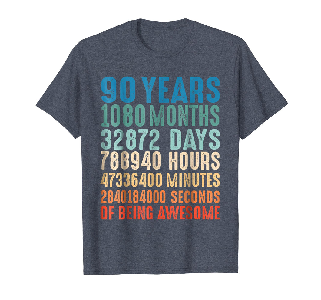 90 Years Old 90th Birthday Vintage Retro T Shirt 1080 Months