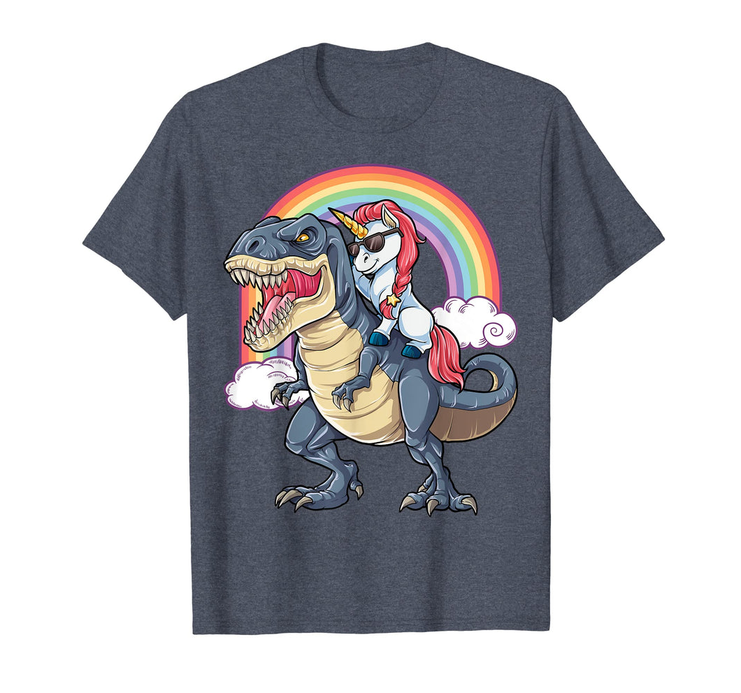 Funny shirts V-neck Tank top Hoodie sweatshirt usa uk au ca gifts for Unicorn Riding Dinosaur T rex Shirt Boys Girls Kids Rainbow 1906219