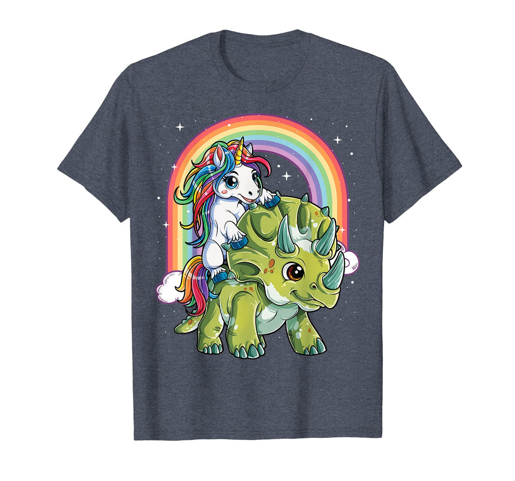 Funny shirts V-neck Tank top Hoodie sweatshirt usa uk au ca gifts for Unicorn Riding Dinosaur T shirt Triceratops Party Rainbow 768495