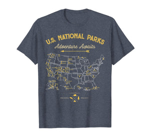 National Parks T shirt Map Camping tshirt Women Men Hiking