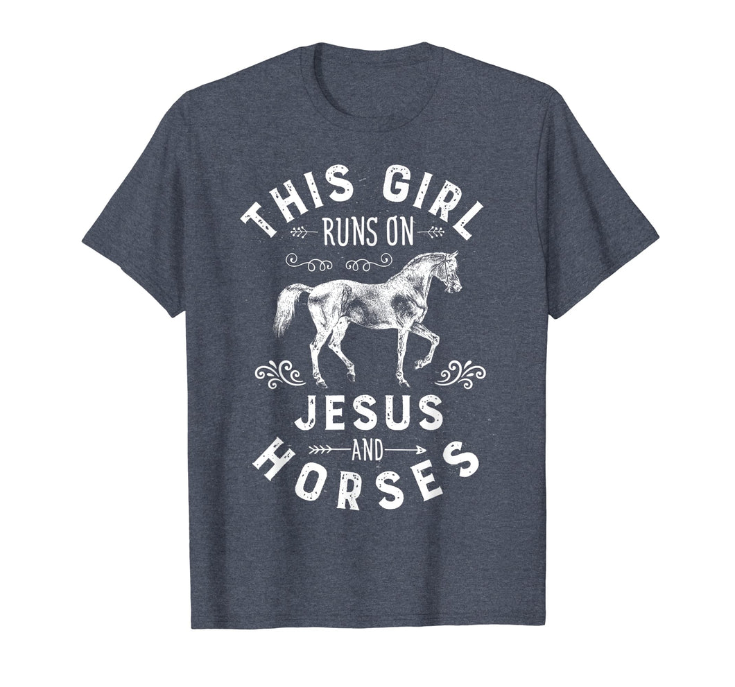 This Girl Runs On Jesus And Horses T Shirt Horse Women Gifts