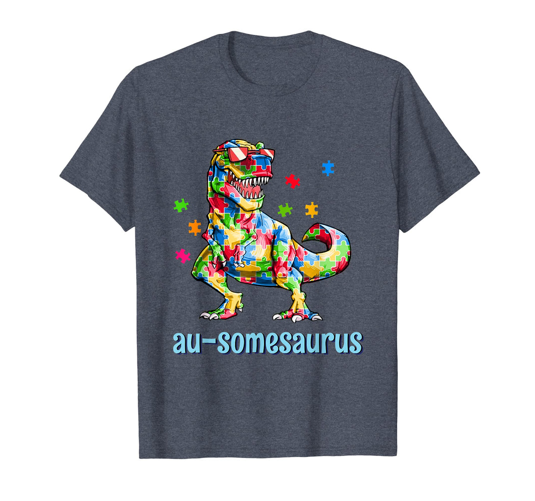 Funny shirts V-neck Tank top Hoodie sweatshirt usa uk au ca gifts for Dinosaur Autism Awareness T-Rex Shirt Gifts Au-some Puzzle 1088310