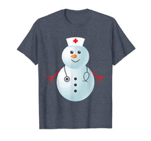 Load image into Gallery viewer, Medical Scrub Top Nurse&#39;s Hat Wearing Snowman Xmas Funny T-Shirt
