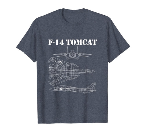 Vintage White F14 Tomcat Airplane Schematic F-14 Jet T-Shirt-1167957
