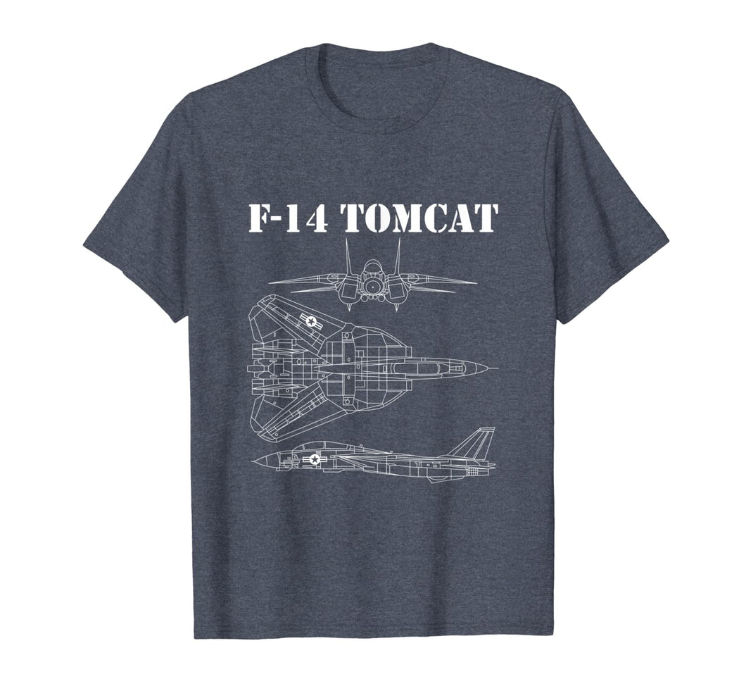 Vintage White F14 Tomcat Airplane Schematic F-14 Jet T-Shirt-1167957