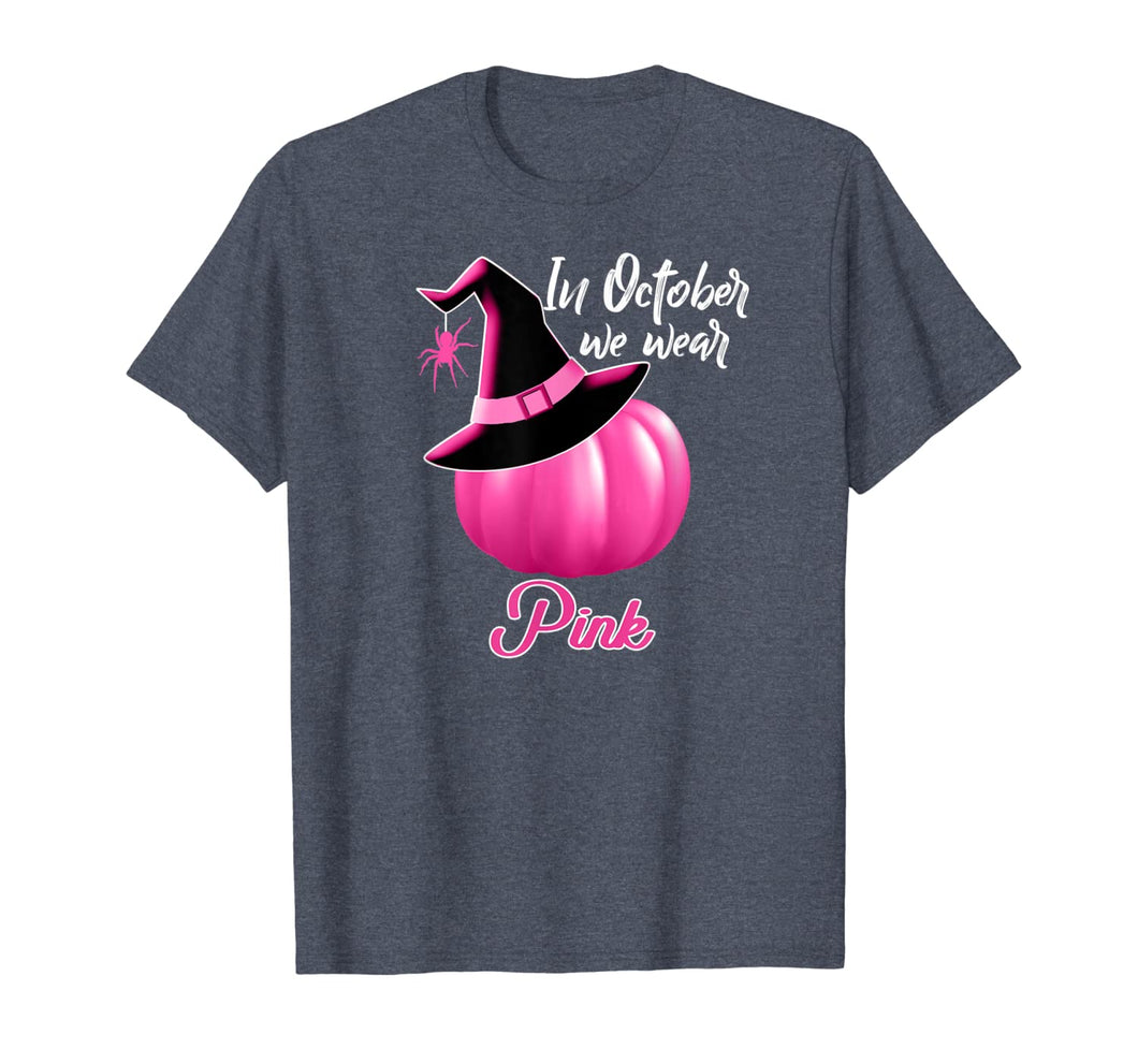 October Wear Pink Halloween Witch Pumpkin Breast Cancer T-Shirt