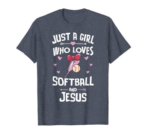 Softball And Jesus Gifts for Girls Women T-Shirt-3154895