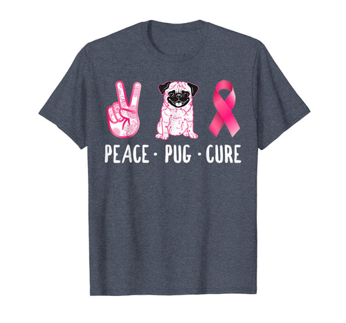 Peace Cure Pug Breast Cancer Awareness Gifts T-Shirt
