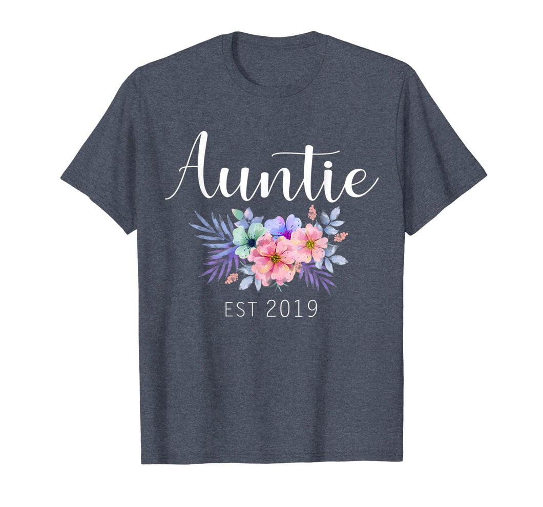 Women Gifts Auntie Est 2019 Pregnancy Announcement Reveal T-Shirt