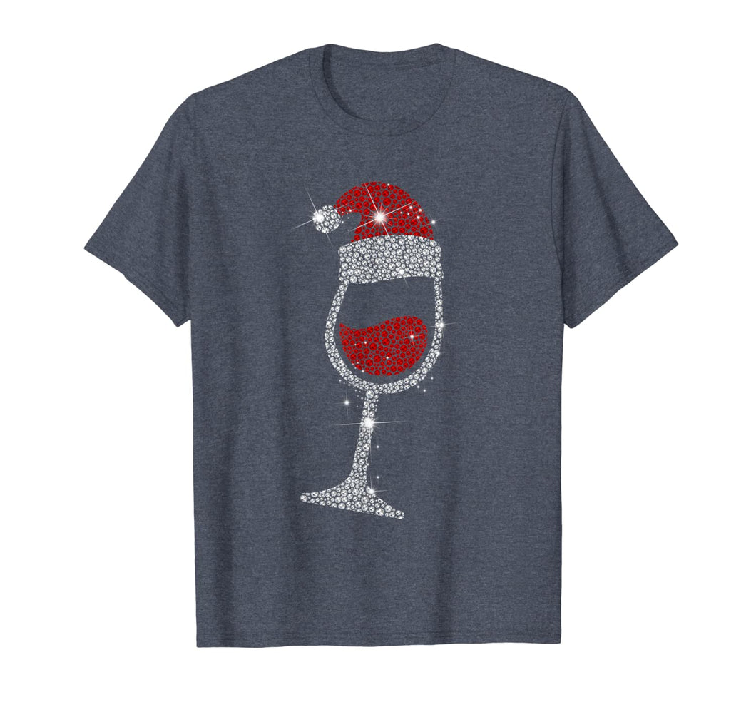 Wine Glasses Santa Hat Christmas Funny Wine Lover Gift T-Shirt