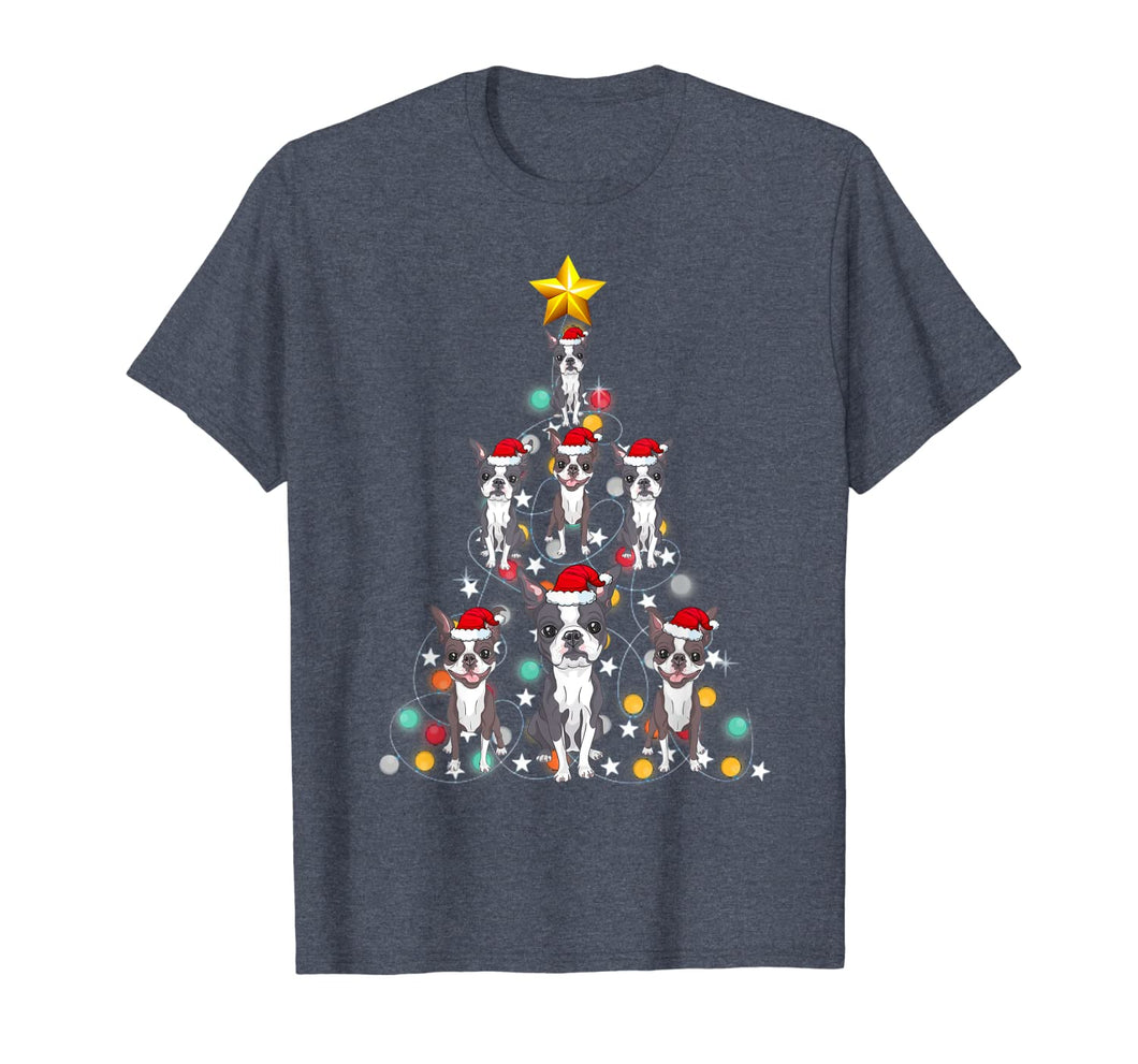 Santa Boston Terrier Christmas Tree Light T-Shirt-344835