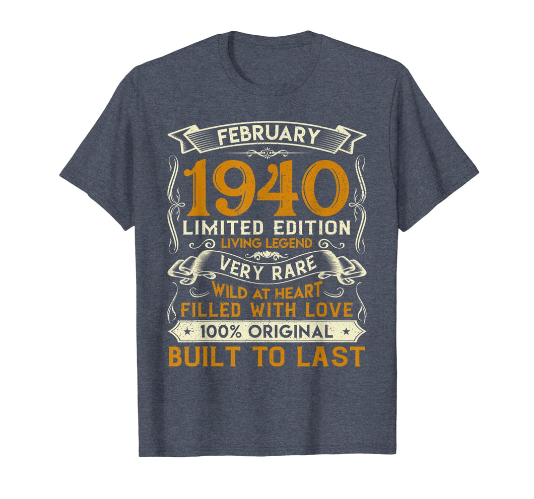 February 1940 Shirt 80 Years Old 80th Birthday Gifts T-Shirt-1285668