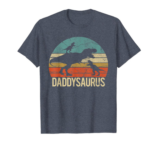 Daddysaurus Vintage Retro Sunset Tshirt Gift For Fathers Day 147171
