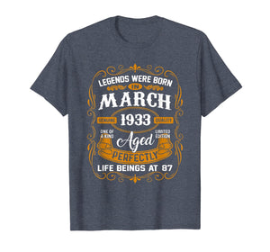 Legends Were Born In March 1933 87th Birthday Gifts TShirt624410