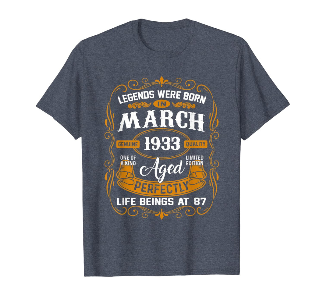 Legends Were Born In March 1933 87th Birthday Gifts TShirt624410