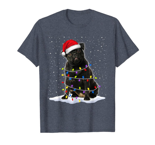 Pug Santa Christmas Tree Lights Xmas Gifts T-Shirt-1970505