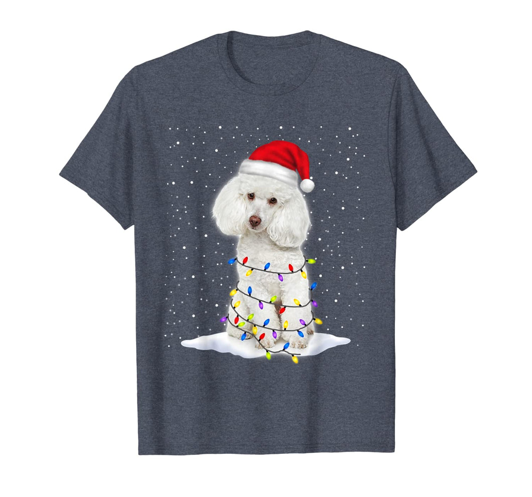Poodle Santa Christmas Tree Lights Xmas Gifts T-Shirt-931591