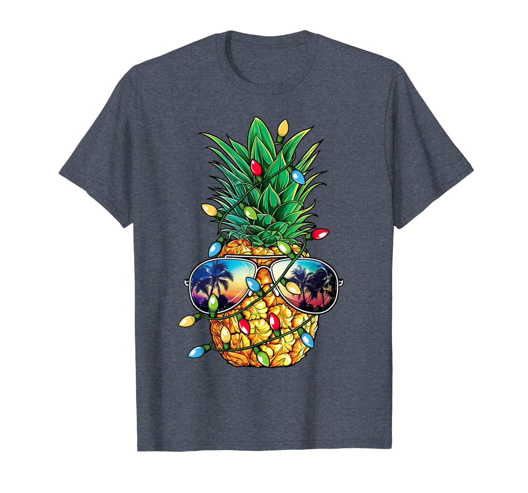 Pineapple Christmas Tree Lights Xmas Men Gifts Sunglasses T-Shirt-226693