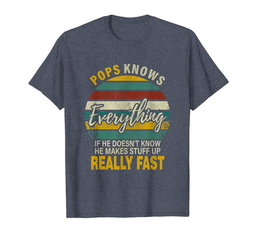 Mens Mens Pops Know Everything Grandpa Christmas Gifts T-Shirt-1685560